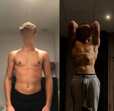 Physique before and after transformation